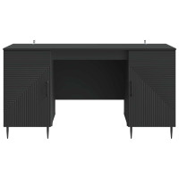 Produktbild för Skrivbord med hylla Svart 142,5 x 50 x 75 cm Konstruerat trä