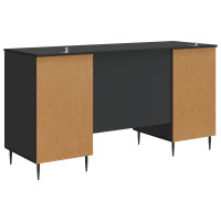 Produktbild för Skrivbord med hylla Svart 142,5 x 50 x 75 cm Konstruerat trä