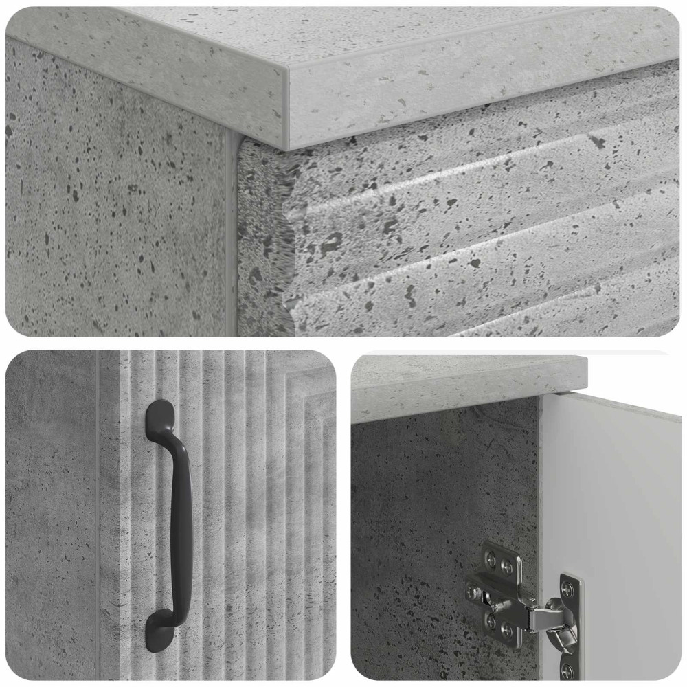 Produktbild för Skrivbord med dörr Betonggrå 142,5 x 50 x 75 cm Konstruerat trä
