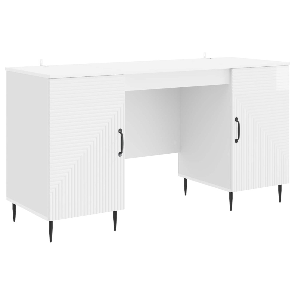 Produktbild för Skrivbord Vit högglans 142,5 x 50 x 75 cm Konstruerat trä