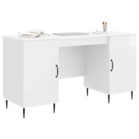 Produktbild för Skrivbord Vit högglans 142,5 x 50 x 75 cm Konstruerat trä