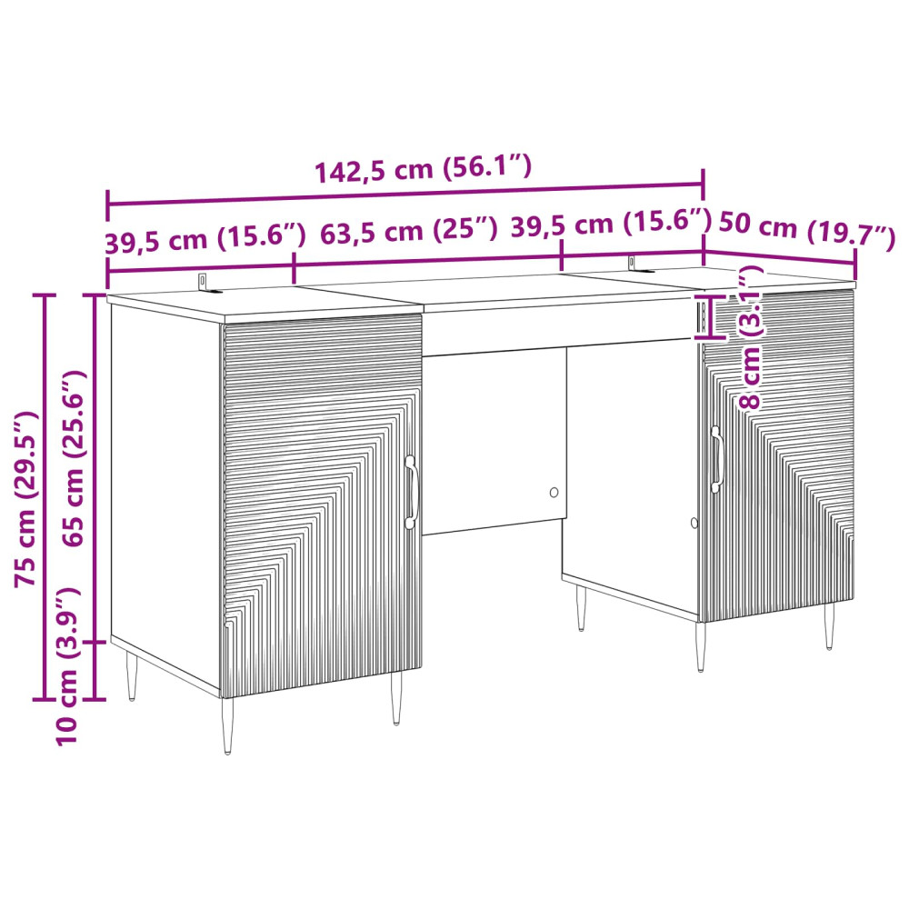 Produktbild för Skrivbord Gammalt trä 142,5 x 50 x 75 cm Konstruerat trä