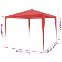 Produktbild för Partytält Röd 300 x 300 x 255 cm PE och stål