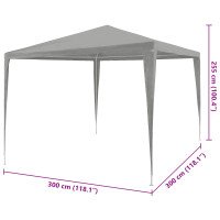 Produktbild för Partytält Ljusgrå 300 x 300 x 255 cm PE och stål