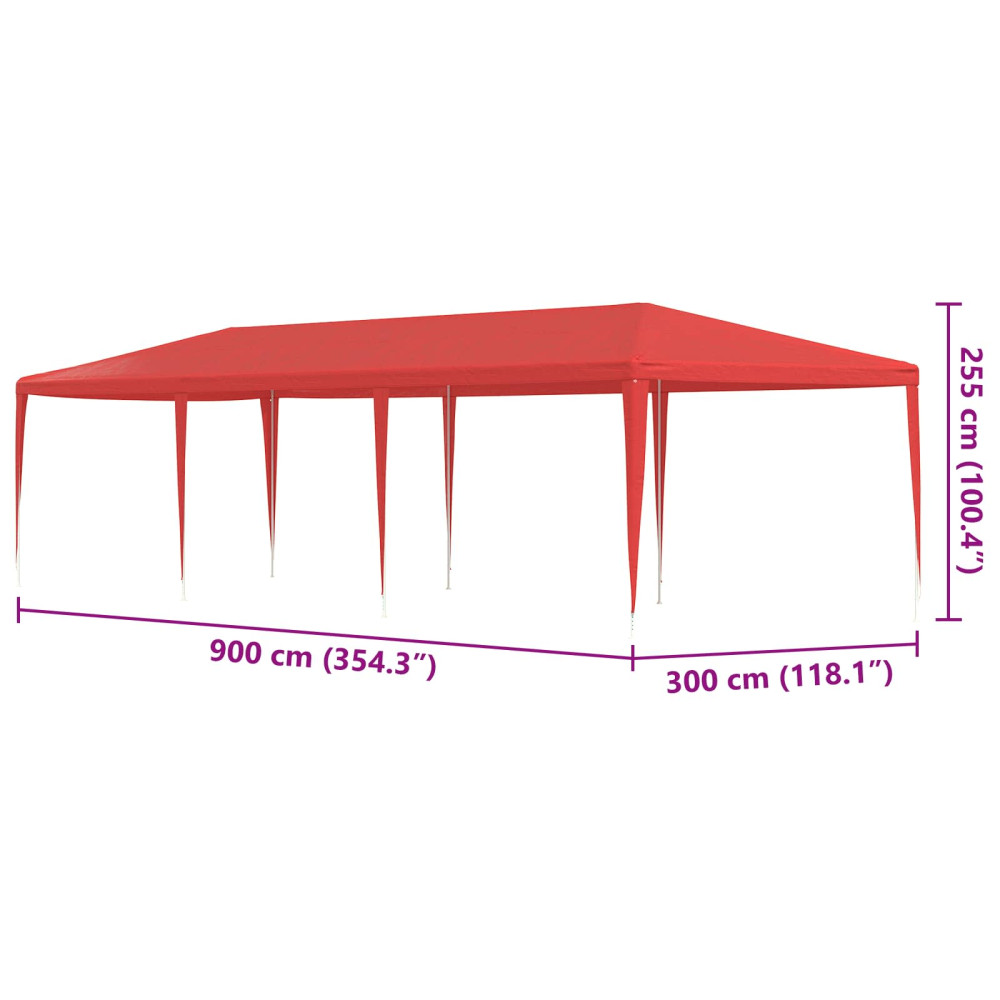 Produktbild för Partytält Röd 900 x 300 x 255 cm PE och stål