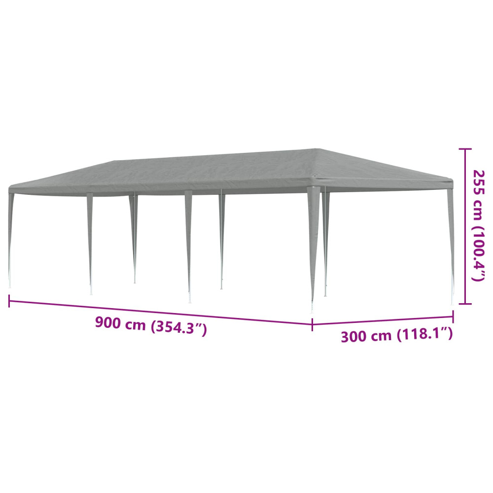 Produktbild för Partytält Ljusgrå 900 x 300 x 255 cm PE och stål