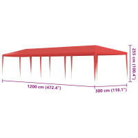 Produktbild för Partytält Röd 1200 x 300 x 255 cm PE och stål