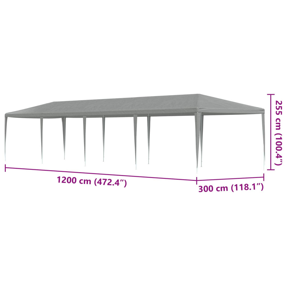 Produktbild för Partytält Ljusgrå 1200 x 300 x 255 cm PE och stål
