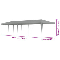 Produktbild för Partytält Ljusgrå 1200 x 300 x 255 cm PE och stål