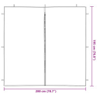 Produktbild för Partytältvägg 2 pcs Vit 200 x 195 cm PE och stål