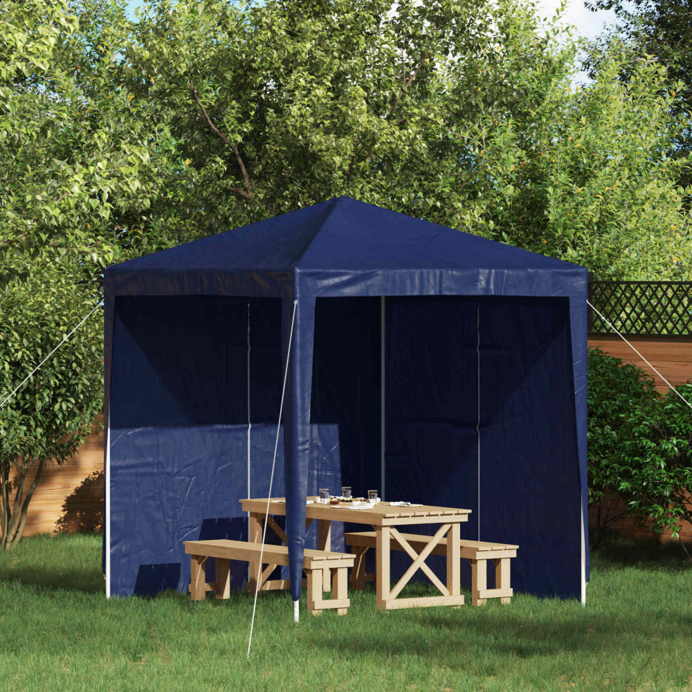 Produktbild för Partytältvägg 2 pcs Blå 200 x 195 cm PE och stål