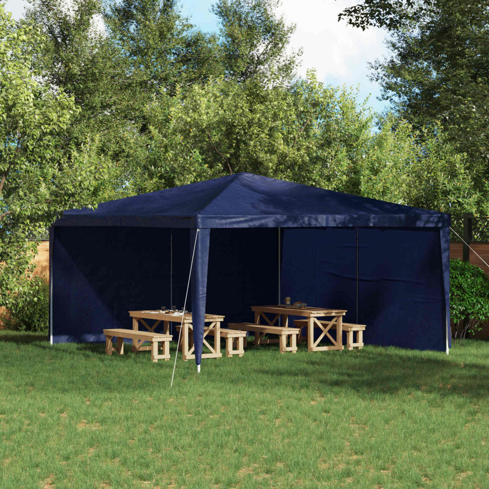 Produktbild för Partytältvägg 2 pcs Blå 400 x 195 cm PE och stål