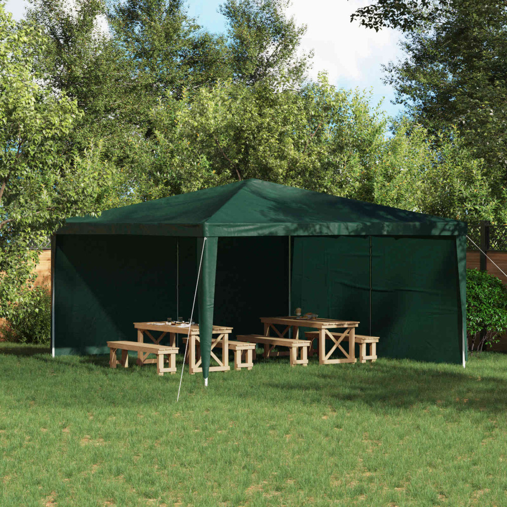 Produktbild för Partytältvägg 2 pcs Grön 400 x 195 cm PE och stål