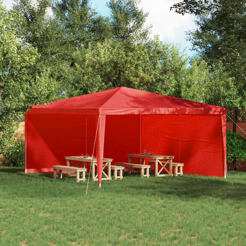 Produktbild för Partytältvägg 2 pcs Röd 400 x 195 cm PE och stål