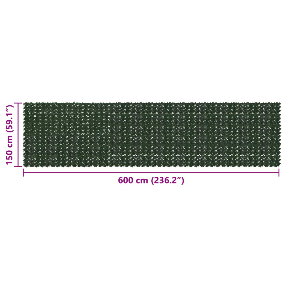 Produktbild för Balkongskärm med löv Mörkgrön 600 x 150 cm Polyeten och tyg