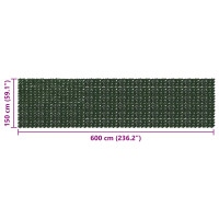 Produktbild för Balkongskärm med löv Mörkgrön 600 x 150 cm Polyeten och tyg