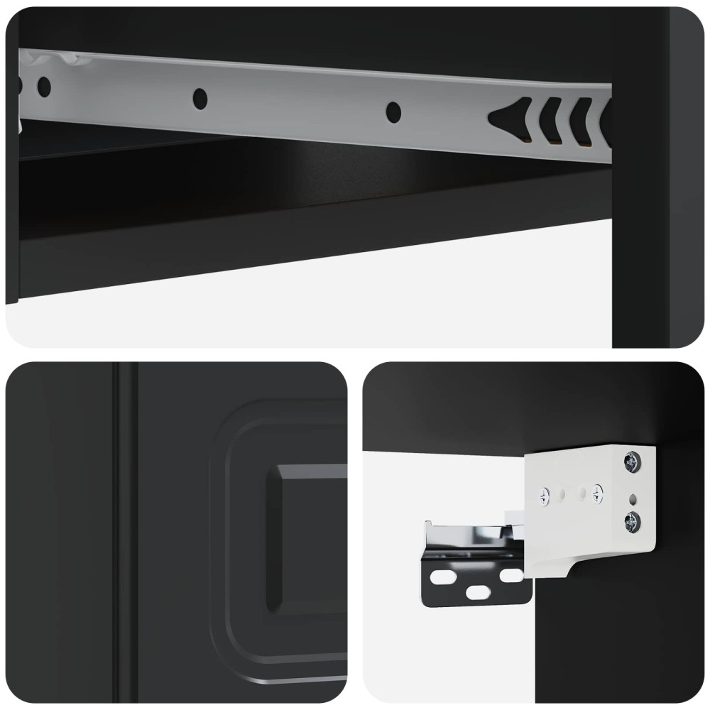 Produktbild för Väggmonterad sidobord Svart 59 x 34,5 x 17 cm Konstruerat trä