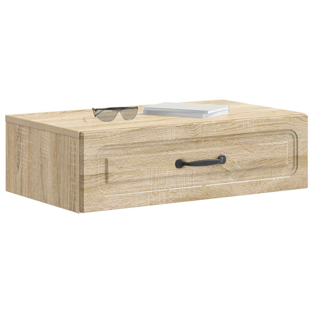 Produktbild för Väggmonterad sidobord Sonoma-ek 59 x 34,5 x 17 cm