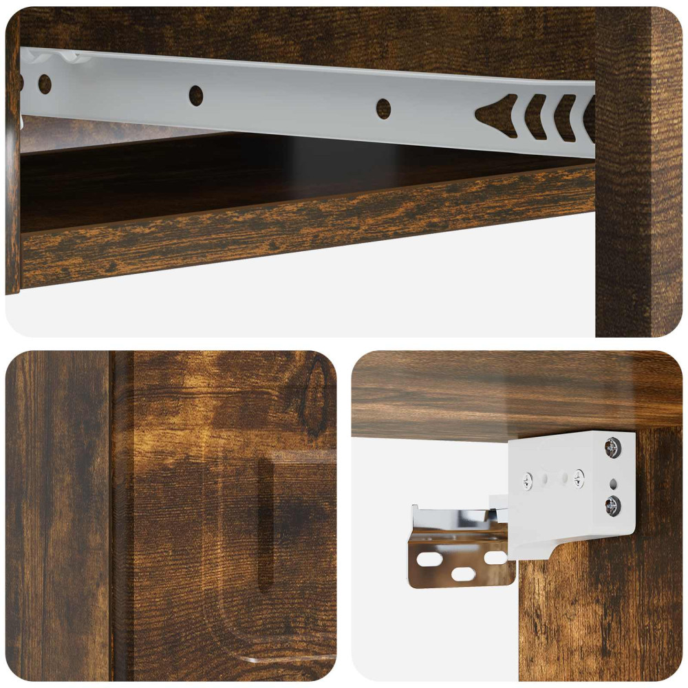 Produktbild för Väggmonterad sidobord Rökt ek 59 x 34,5 x 17 cm Konstruerat trä