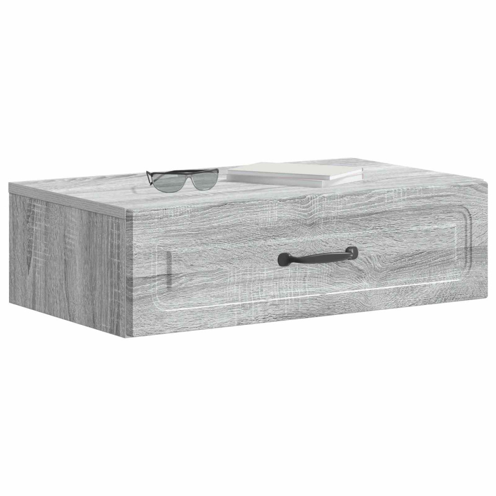 Produktbild för Väggmonterad sidobord Grå sonoma-ek 59 x 34,5 x 17 cm