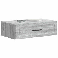 Produktbild för Väggmonterad sidobord Grå sonoma-ek 59 x 34,5 x 17 cm