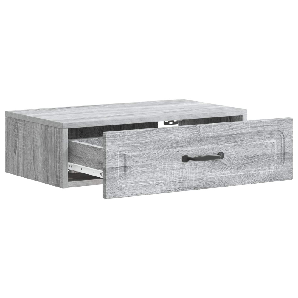 Produktbild för Väggmonterad sidobord Grå sonoma-ek 59 x 34,5 x 17 cm