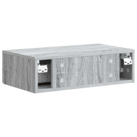 Produktbild för Väggmonterad sidobord Grå sonoma-ek 59 x 34,5 x 17 cm