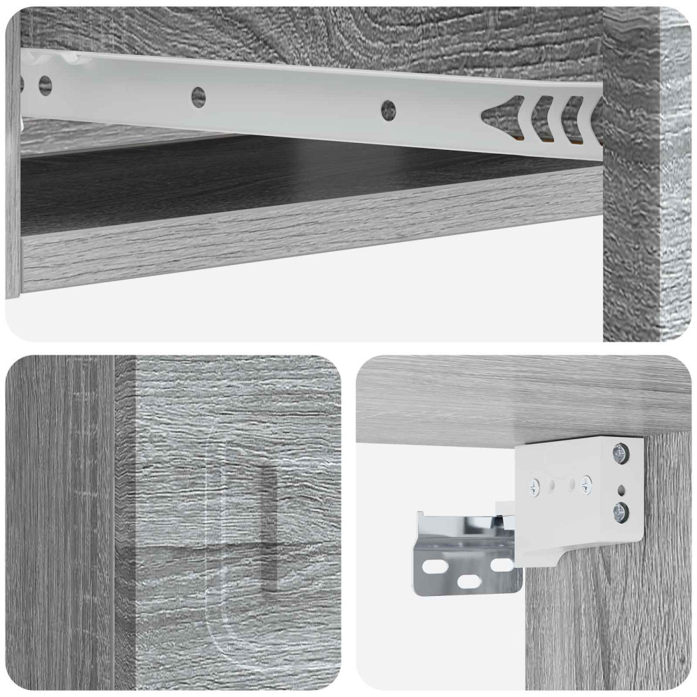 Produktbild för Väggmonterad sidobord Grå sonoma-ek 59 x 34,5 x 17 cm