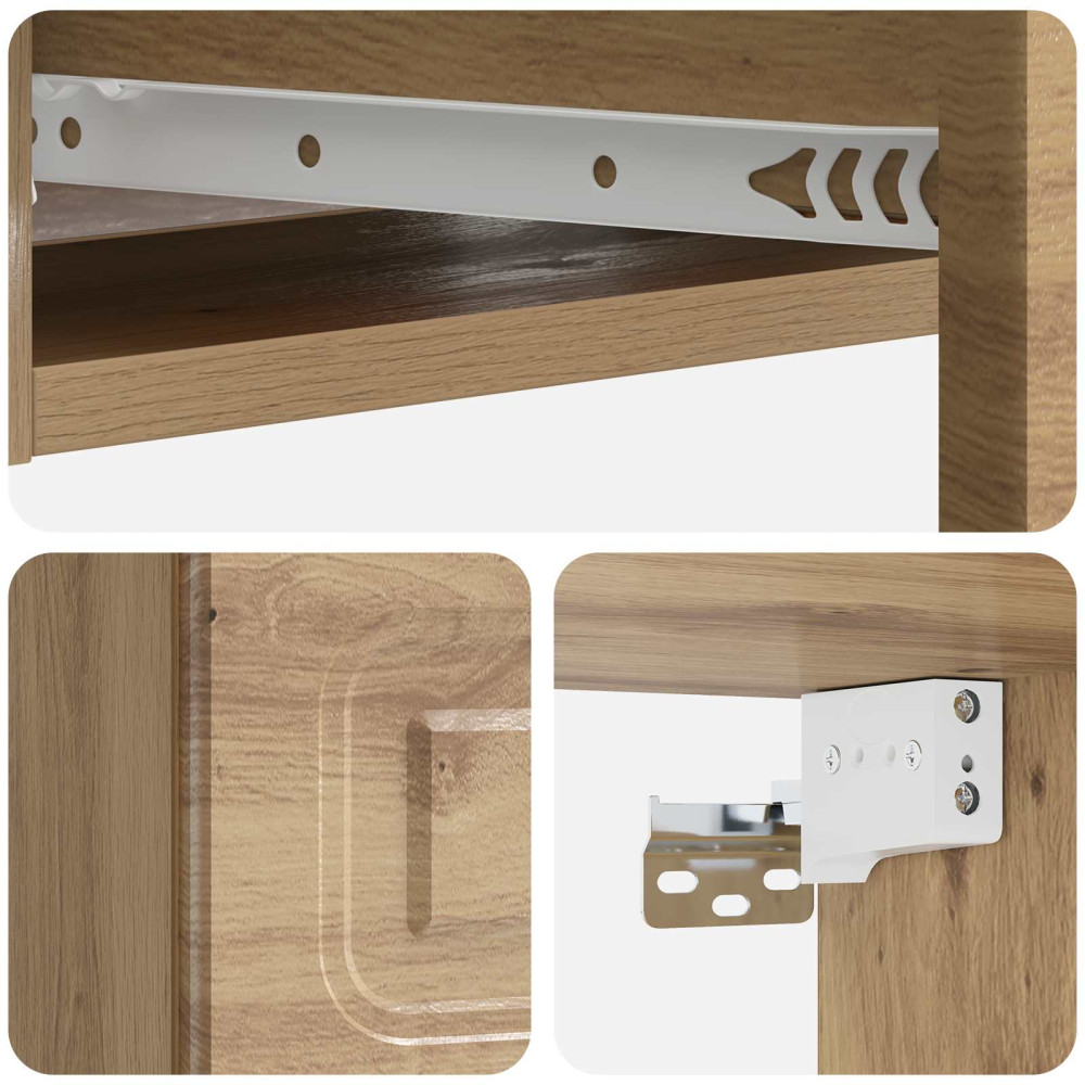 Produktbild för Väggmonterad sidobord Artisan-ek 59 x 34,5 x 17 cm