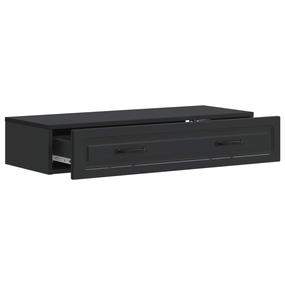 Produktbild för Väggmonterad sidobord Svart 87,5 x 34,5 x 17 cm Konstruerat trä