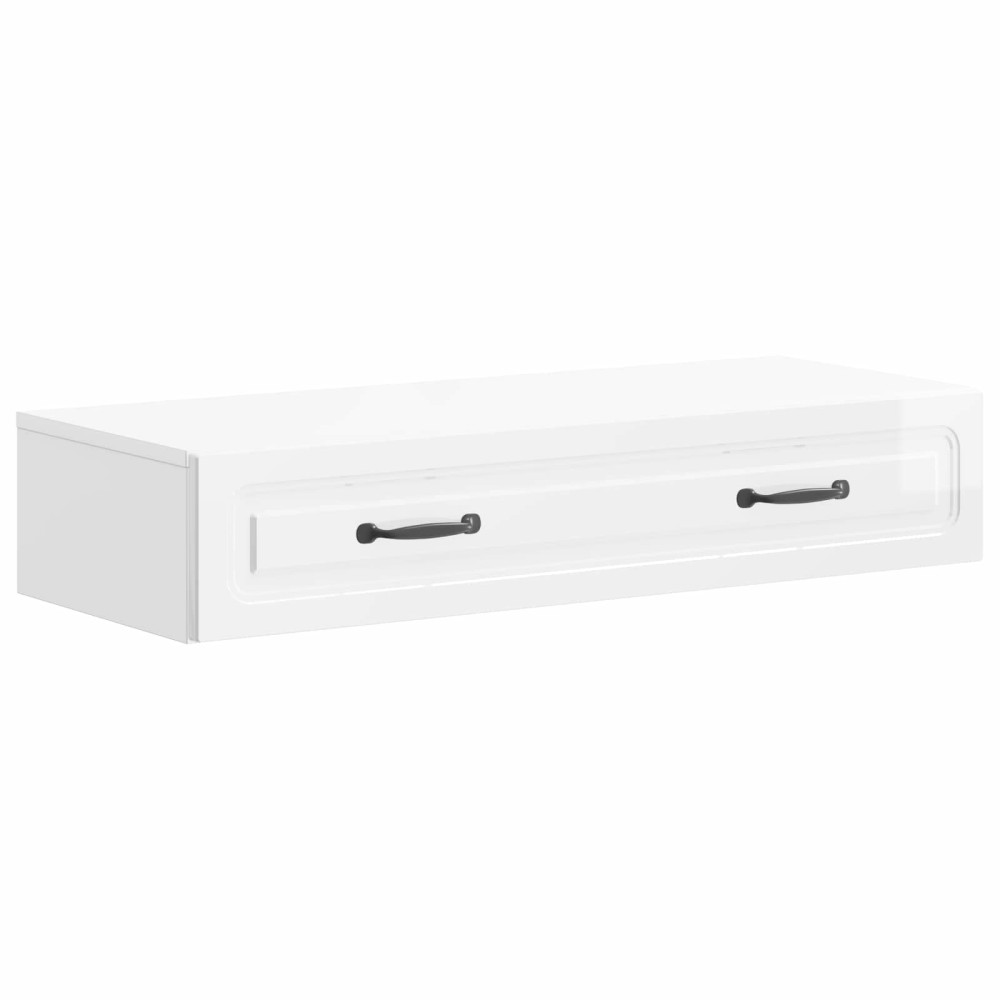Produktbild för Väggmonterad sidobord Vit högglans 87,5 x 34,5 x 17 cm