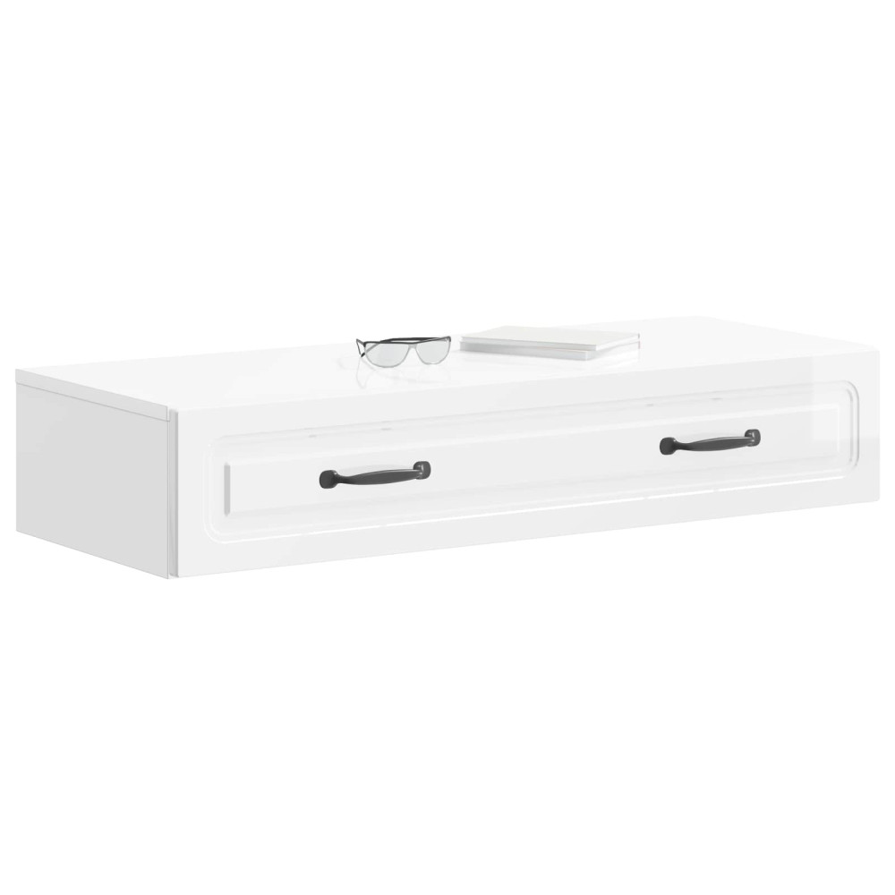 Produktbild för Väggmonterad sidobord Vit högglans 87,5 x 34,5 x 17 cm