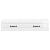 Produktbild för Väggmonterad sidobord Vit högglans 87,5 x 34,5 x 17 cm