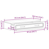 Produktbild för Väggmonterad sidobord Vit högglans 87,5 x 34,5 x 17 cm