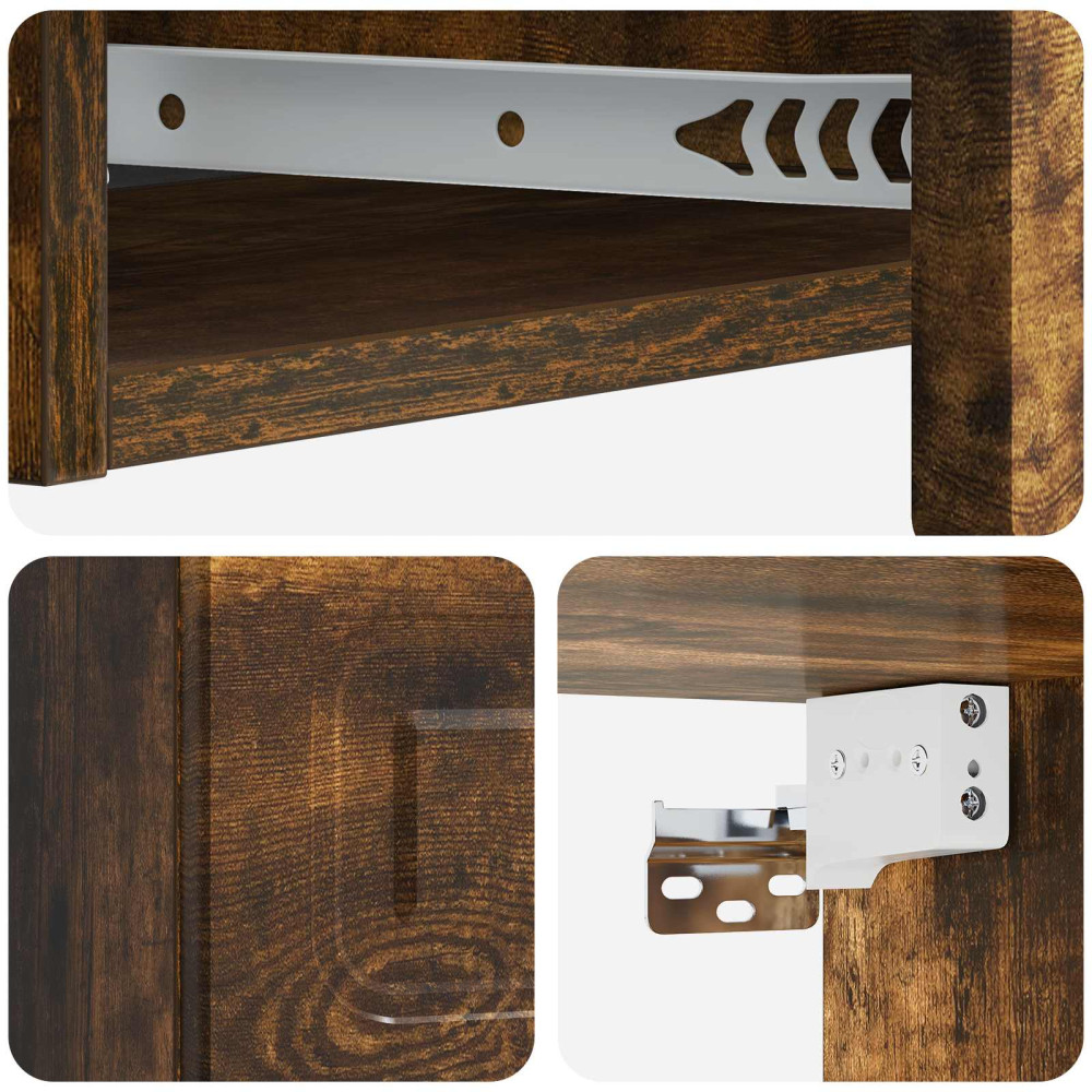 Produktbild för Väggmonterad sidobord Rökt ek 87,5 x 34,5 x 17 cm