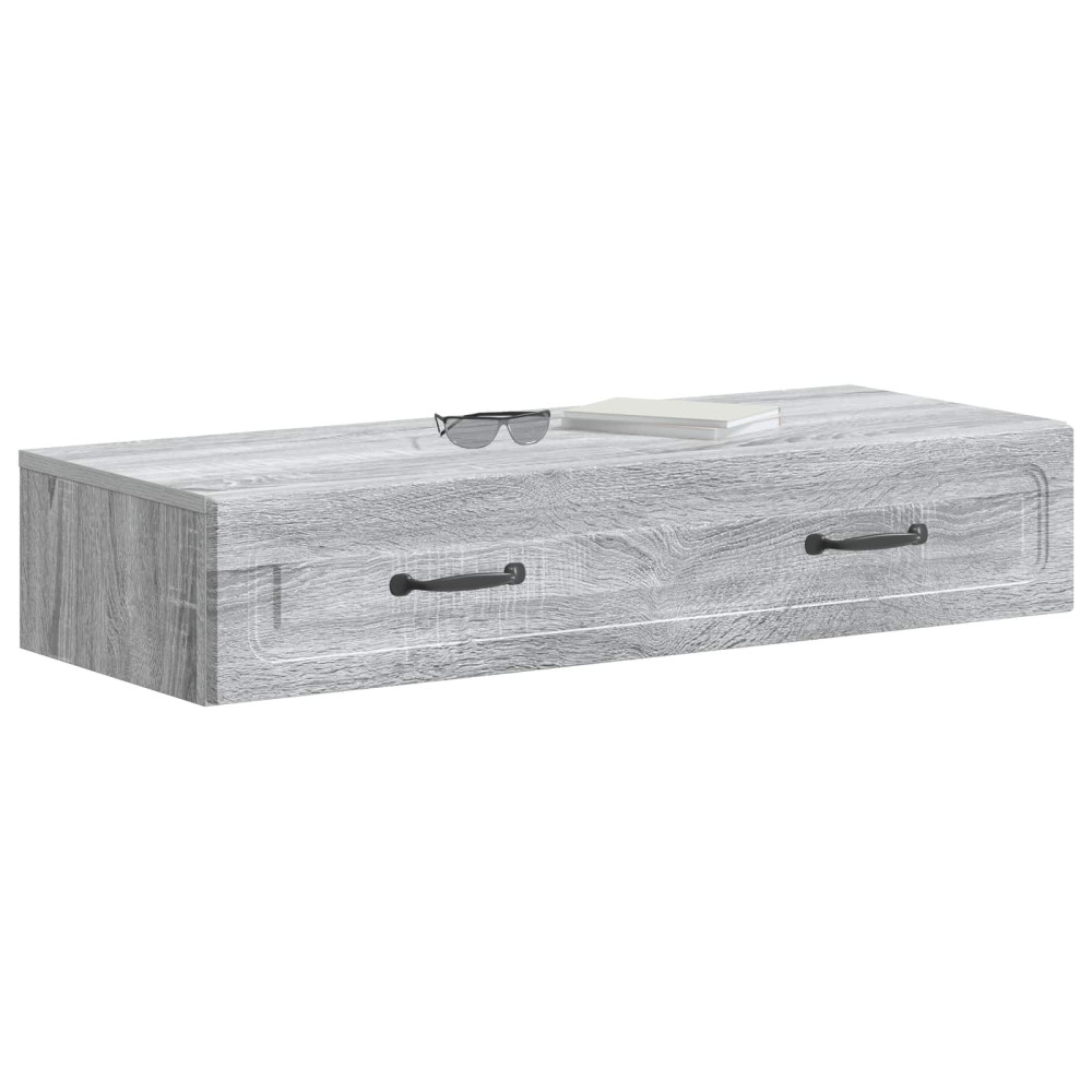 Produktbild för Väggmonterad sidobord Grå sonoma-ek 87,5 x 34,5 x 17 cm