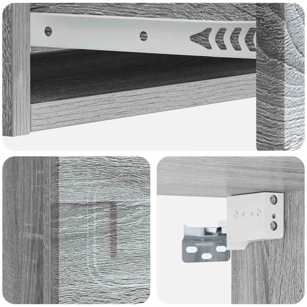 Produktbild för Väggmonterad sidobord Grå sonoma-ek 87,5 x 34,5 x 17 cm