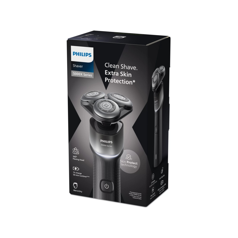Produktbild för Philips X5004/00, Roterande rakhuvud, Svart, Silver, Batteri...