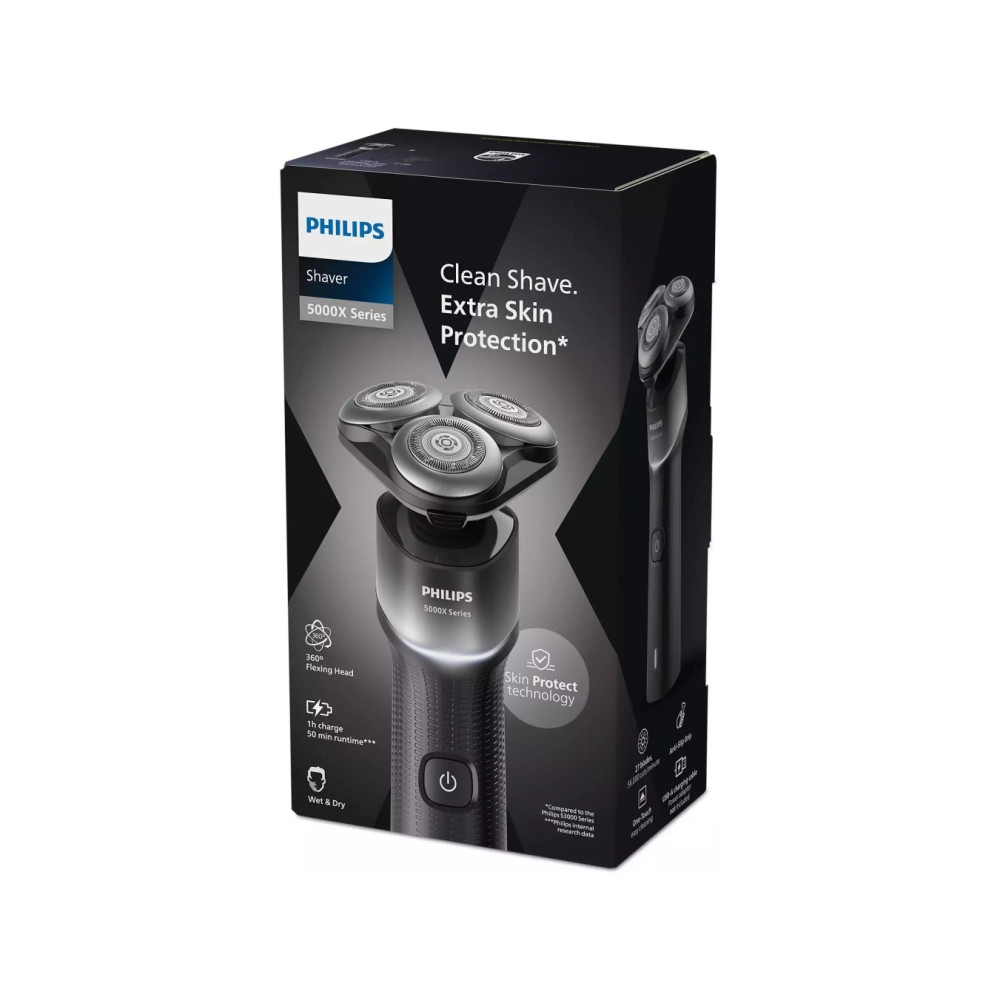 Produktbild för Philips X5004/00, Roterande rakhuvud, Svart, Silver, Batteri...
