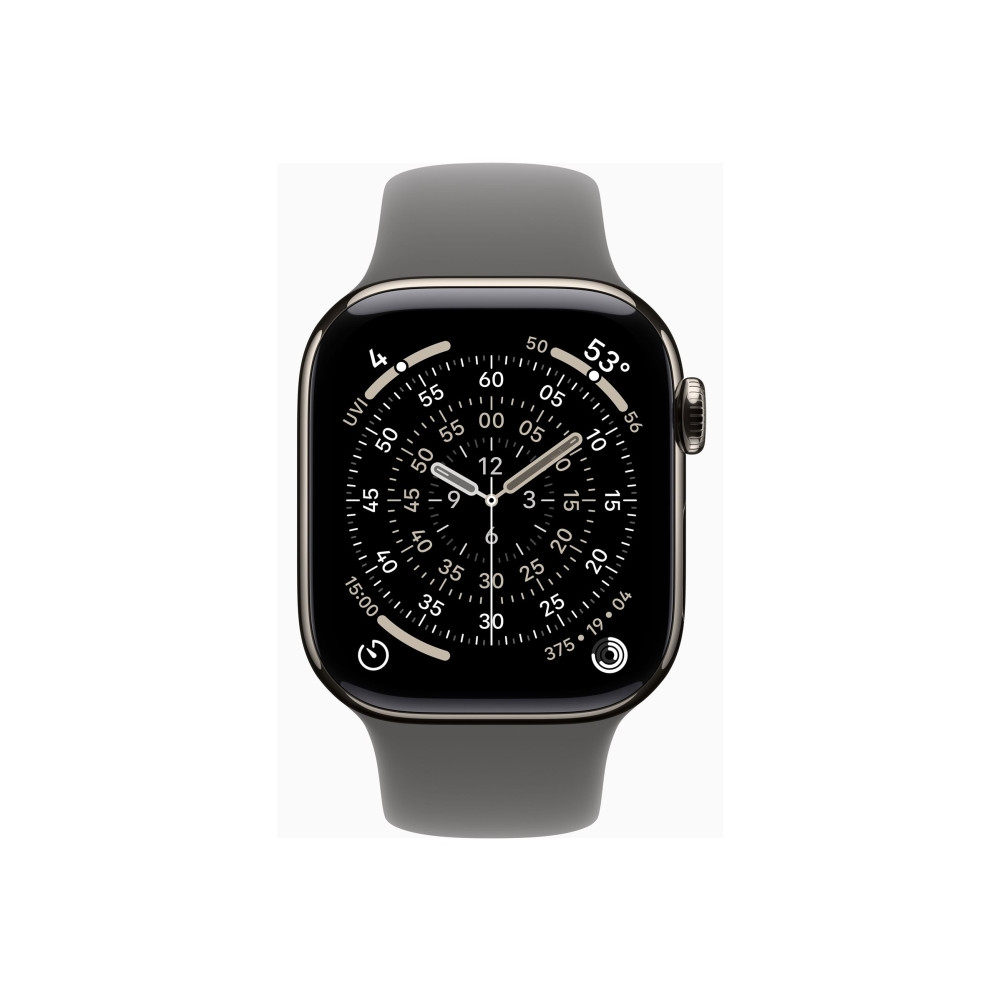 Produktbild för Apple Watch Series 11 (GPS + Cellular) - naturlig titan - smart klocka med sportband - klippgrå - 64 GB