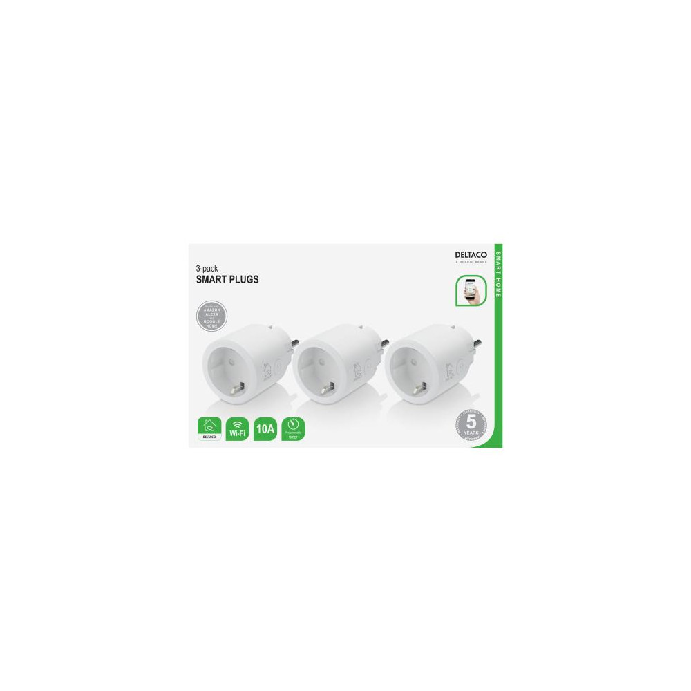 Produktbild för DELTACO SH-P01 - smart kontakt - 802.11b/g/n - vit (paket om 3)