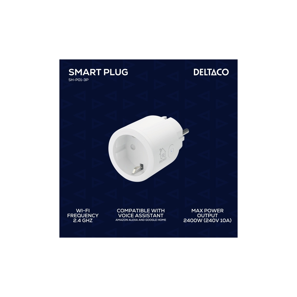 Produktbild för DELTACO SH-P01 - smart kontakt - 802.11b/g/n - vit (paket om 3)