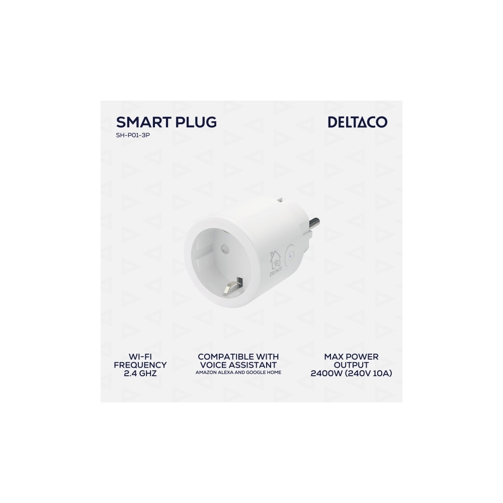 Produktbild för DELTACO SH-P01 - smart kontakt - 802.11b/g/n - vit (paket om 3)