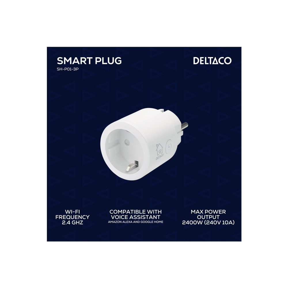 Produktbild för DELTACO SH-P01 - smart kontakt - 802.11b/g/n - vit (paket om 3)