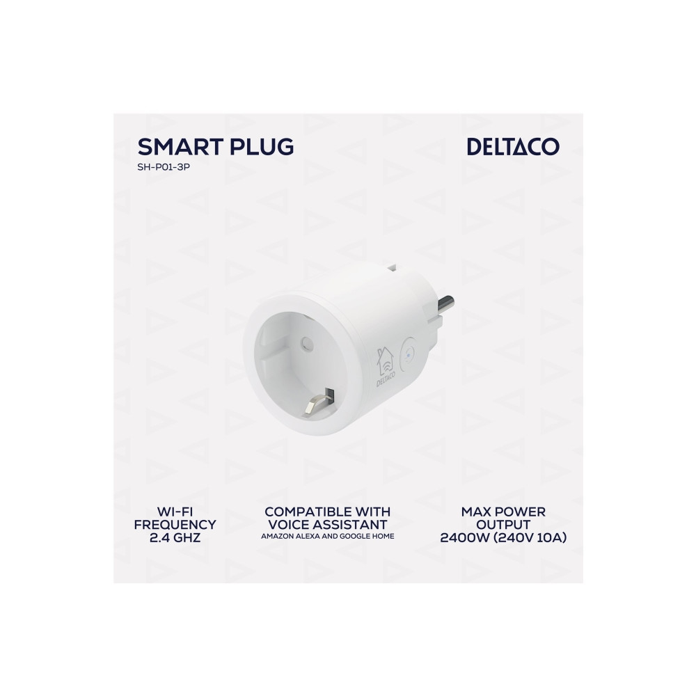 Produktbild för DELTACO SH-P01 - smart kontakt - 802.11b/g/n - vit (paket om 3)