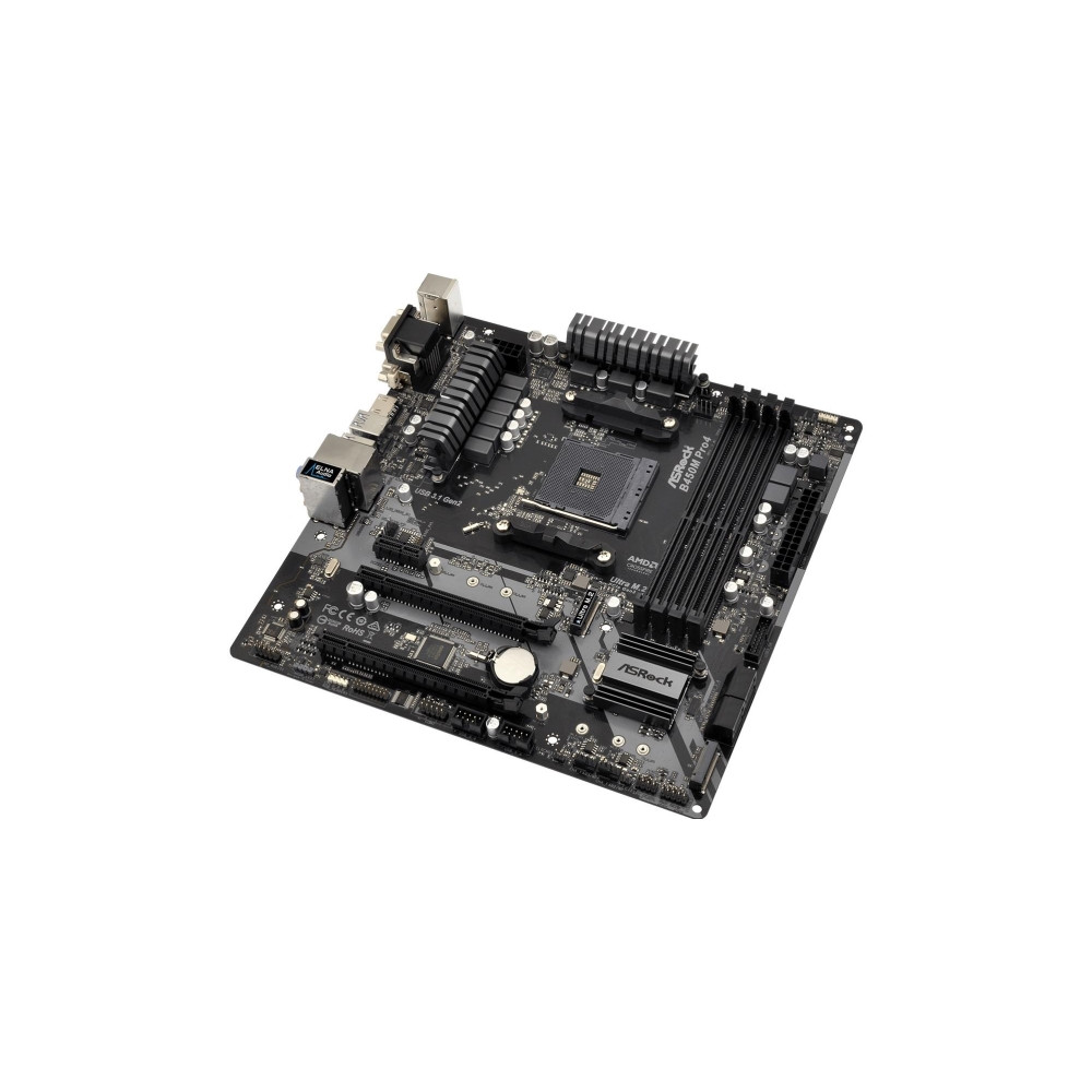 Produktbild för ASRock B450M PRO4 - moderkort - micro ATX - Socket AM4 - AMD B450