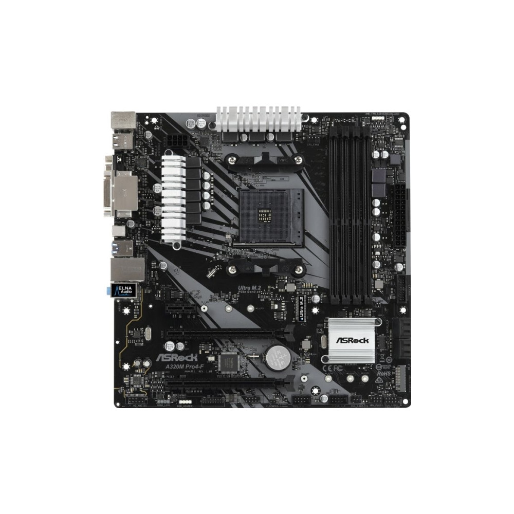 Produktbild för ASRock B450M PRO4 - moderkort - micro ATX - Socket AM4 - AMD B450