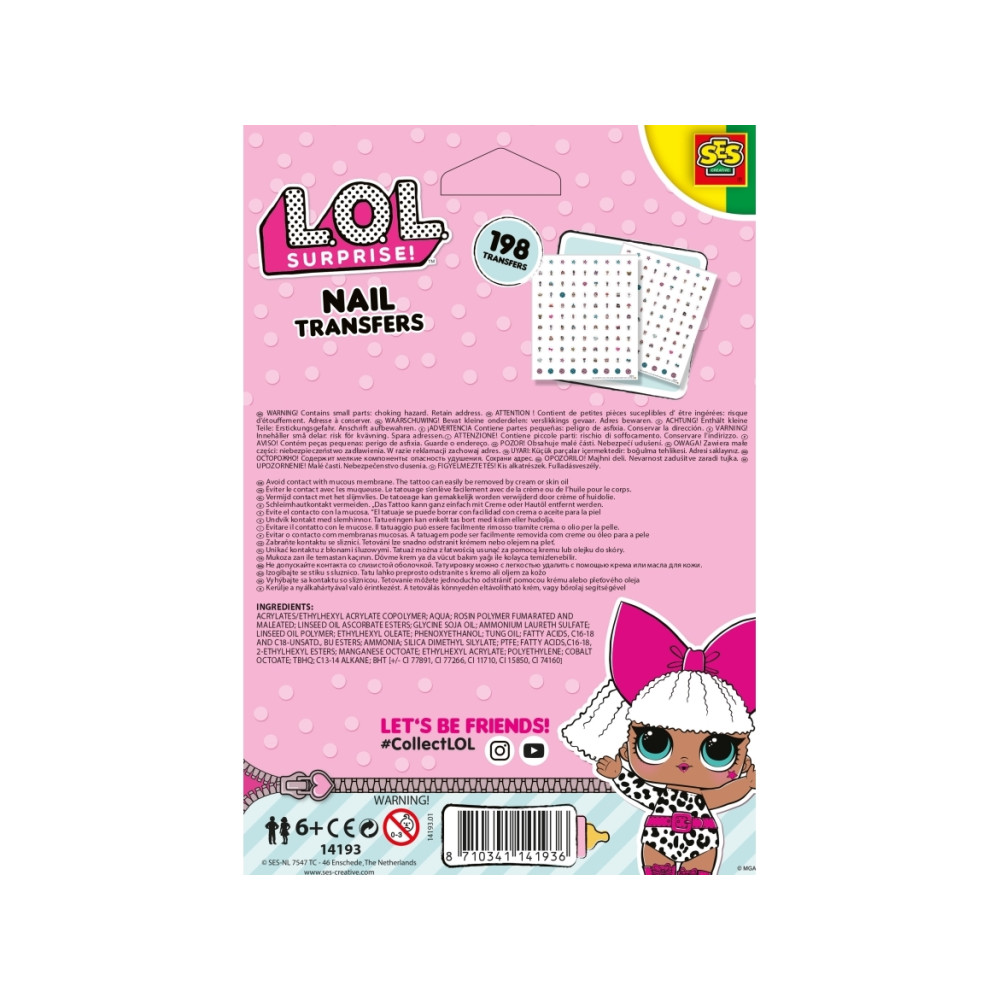 Produktbild för SES Creative L.O.L. 14193, Nageltatueringsset för barn, 6 År...