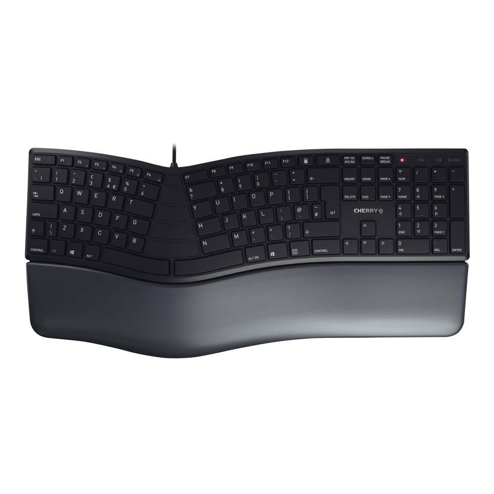 Produktbild för CHERRY KC 4500 ERGO - tangentbord - QWERTY - brittisk - svart Inmatningsenhet