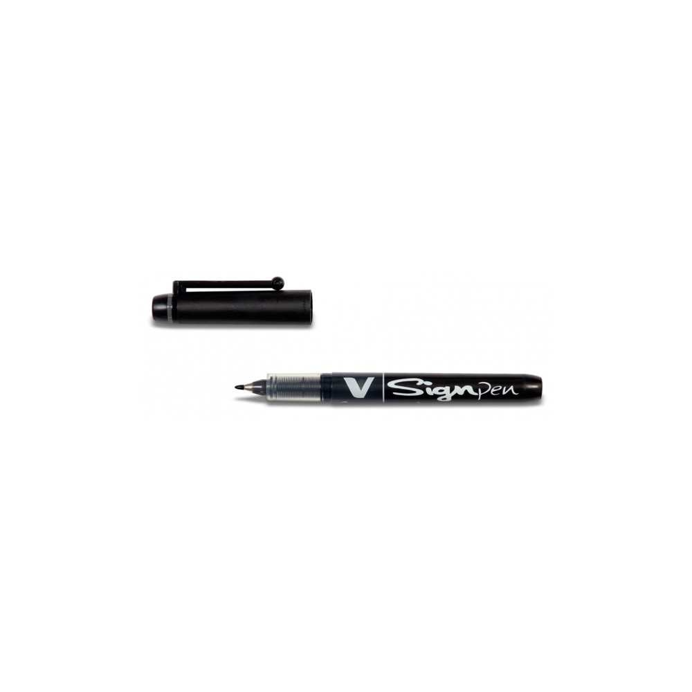 Produktbild för Fiberpenna, Pilot V-Sign, 0,6 mm, svart, förpackning om 12 s...